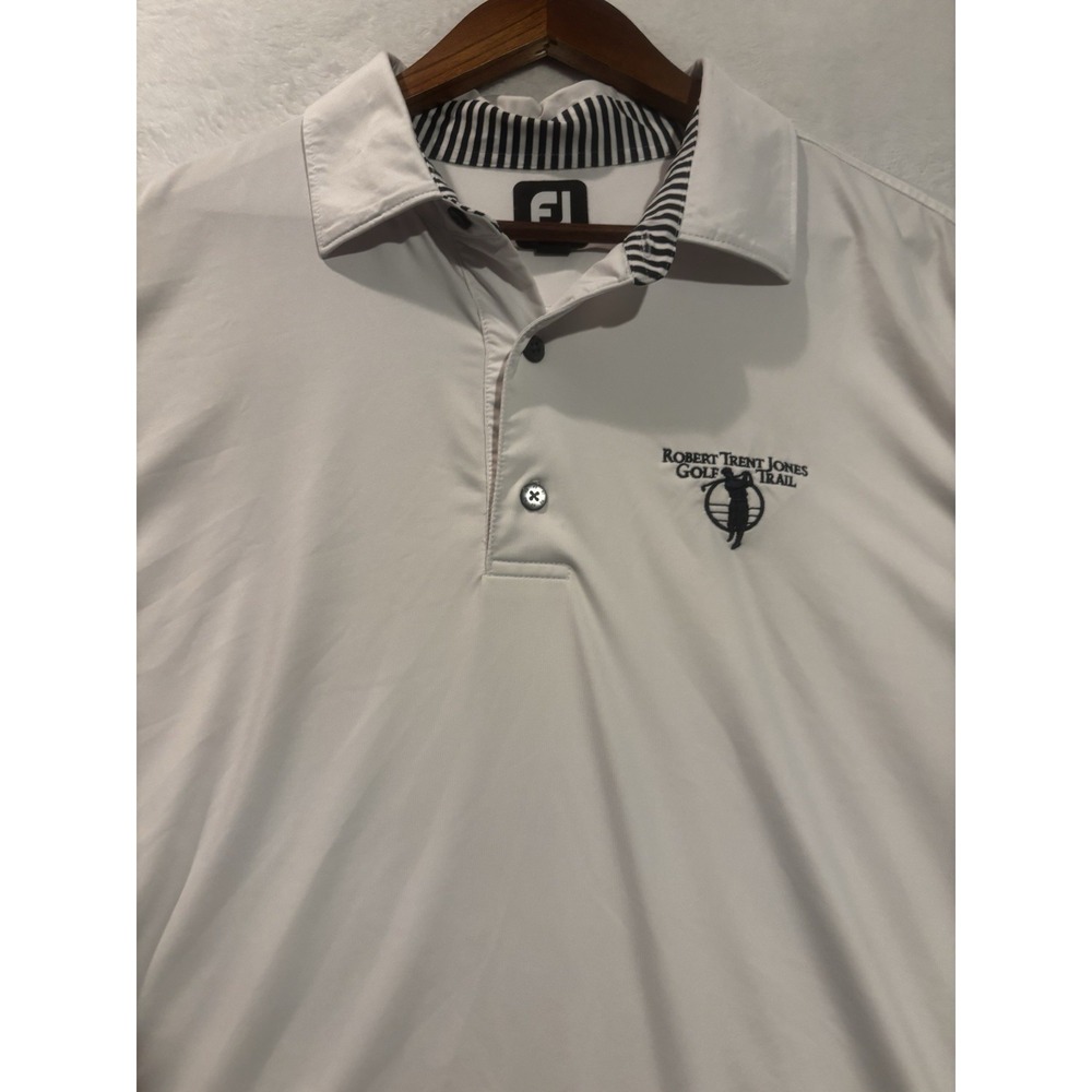 FootJoy FJ Golf Polo Shirt Mens XL White Short Sleeve Robert Trent Jones Golf
